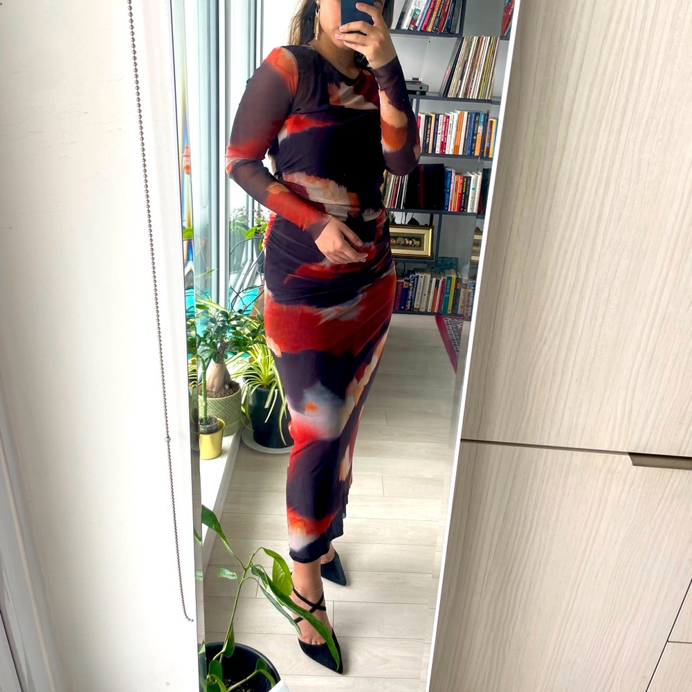 ZARA PRINTED TULLE DRESS
